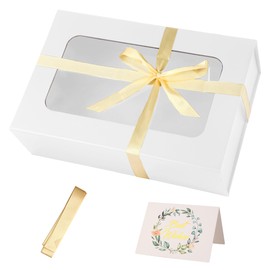 White Large Gift Box with Window, 13.5"x9"x4.3" Bridesmaid Box for Gift Giving,Birthday Gift Box with Magnetic,Closure Lid Gift Box for Presents,Cute Box,Luxury for Gift Packaging,Gift Box for Wrapping Gifts