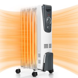 KOTEK Electric Oil Filled Radiator Heater, 1500W Portable Space Heater with Overheat & Tip-Over Protection, Adjustable Thermostat, 3 Heating Modes, Fast Quiet Radiant Heaters for Home Office