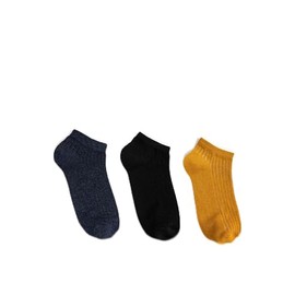 Koton Men's 3-Pack Bootie Socks Set Multicolor, MID INDIGO(740), One Size