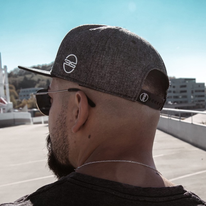 Blackskies Snapback cap, black, brown, grey wool screen, unisex premium