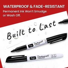 Permanent Markers Fine Tip, 96 Pack Black Quick-Drying and Fade-Resistant Permanent Markers Bulk Set for Writing and Drawing on Wood, Plastic, Metal, Glass, Stone, Ideal for Office School Supplies