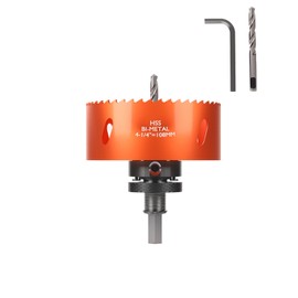 JINSHIBA 4-1/4 Inch Hole Saw, HSS Bi-Metal Hole Saws with Arbor Mandrel, Hex Shank Drill Bit, Hole Saw Kit Hole Cutter for Drilling Wood, Aluminum Profile, PVC, Metal, Plastic, 108mm