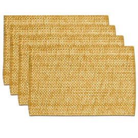 Sweet Home Collection 100% Cotton Placemats for Dining Room Rectangle Two Tone Woven Fabric 13" x 19" Soft Durable Table Mat Set, Set of 4, Orange