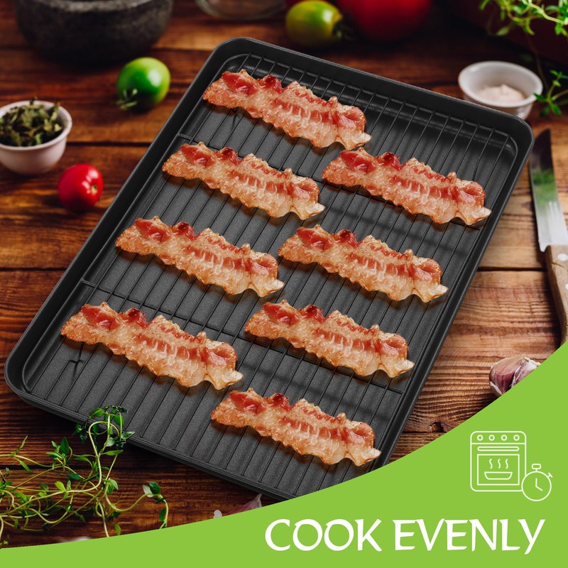 E-far Nonstick Baking Sheet with Rack Set, 16 x 12