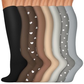 Diu Life 8 Pairs Graduated Copper Compression Socks for Men & Women Circulation 8 Pairs 15-20mmHg - Best for Running Athletic Cycling