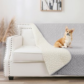 Secfeeling Waterproof Dog Blanket, Anti-Slip Pet Couch Sofa Cover Washable Bed Furniture Protector for Hair Resistant-52x82,Lightgrey
