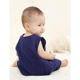 Happy Cherry - Romper Baby Sleeveless Summer Jumpsuit Cotton Newborn Boy Girl Kids Romper Toddler Clothing Onesie Breathable Comfortable - 0-24 Months, darkblue