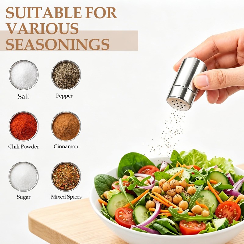 Mini Stainless Steel Spice Jars 4 Pack, Portable Seasoning Containers