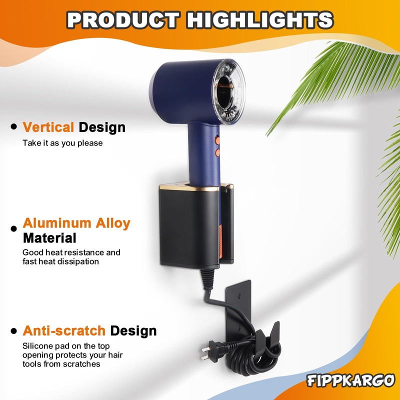 Fippkargo Wall Mount Holder Compatible with Dyson Airwrap/Airstrait Styler, Hair