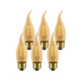 Luminus Led B11 Vintage Flame Bulb E26 Base 40W Equivalent (4W) 300 Lumens, 15000 Hour Lifespan, Dimmable, 2200k Amber, 6 Pack