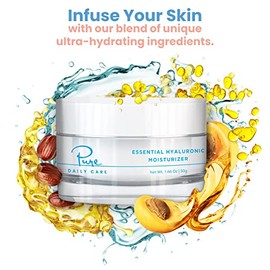 Pure Daily Care- Crema hidratante esencial con ácido hialurónico (1,66 oz): crema facial hidratante de uso diario sin silicona