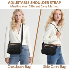 Vankor Crossbody Bags For Women Men Travel, Trendy Quilted Crossbody Bag Water-Resistant Crossbody Purses with Adjustable Strap Side Carry Bag, Black