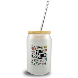 Farewell Drinking Glass with Bamboo Lid for Colleagues and Friends Funny Glass as Farewell Gift with Saying for Colleagues