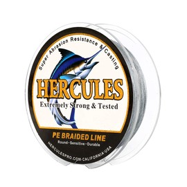 Hercules Super Cast 300M 328 Yards Braided Fishing Line 20 LB Test for Saltwater Freshwater PE Braid Fish Lines Superline 8 Strands - Grey, 20LB (9.1KG), 0.20MM