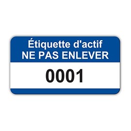 Blue French Asset Tag Labels - Numbered 1 to 500-38mm x 20mm Permanent Synthetic PP Labels - Price per Pack of 500 Labels (P/NO. 7828640FR)