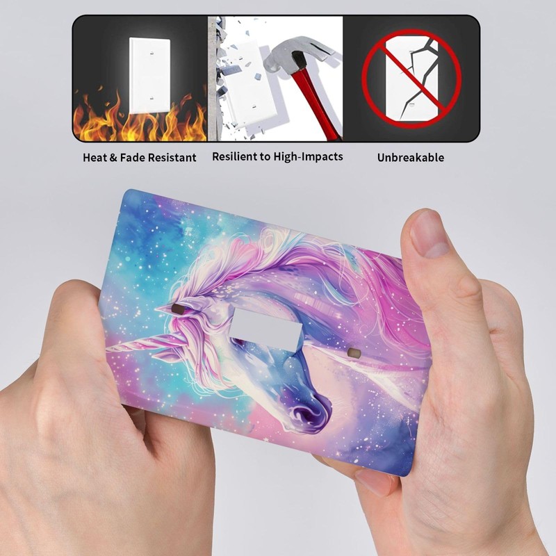 Unicorn Cute Pink Light Switch Cover Plates Decorative Single Toggle