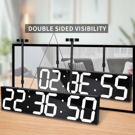 Goetland 28 inch Oversized Digital Clock Double Sided Wall Clock LED Modern Large Display Temperaturer Multi Functional Remote Control 6-Digit for Kitchen Office Living Room Classroom Single White