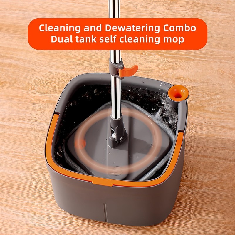 KZKR Spin Mop and Bucket Set with 10 Replaceable Microfiber