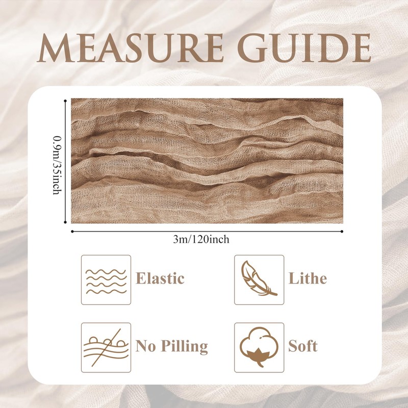 Xiomot 12PCS Table Runner Cheesecloth 10FT Nude Boho Gauze Cheese