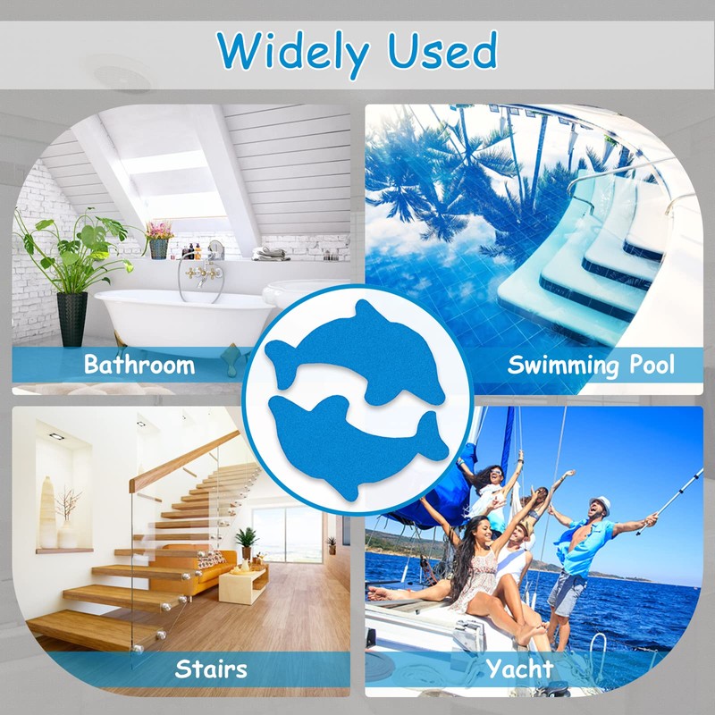 S&X Bathtub Non Slip Stickers,Grippy Dolphin Adhesive Treads – Fine