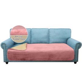 Granbest Luxury Thicken L-Shape Sofa Cushion Covers Similar to Rabbit Fur Non-Slip Chaise Lounge Cover, Stylish Plush 750 GSM Large Corner Couch Cover for Pets (Chaise, Pink)