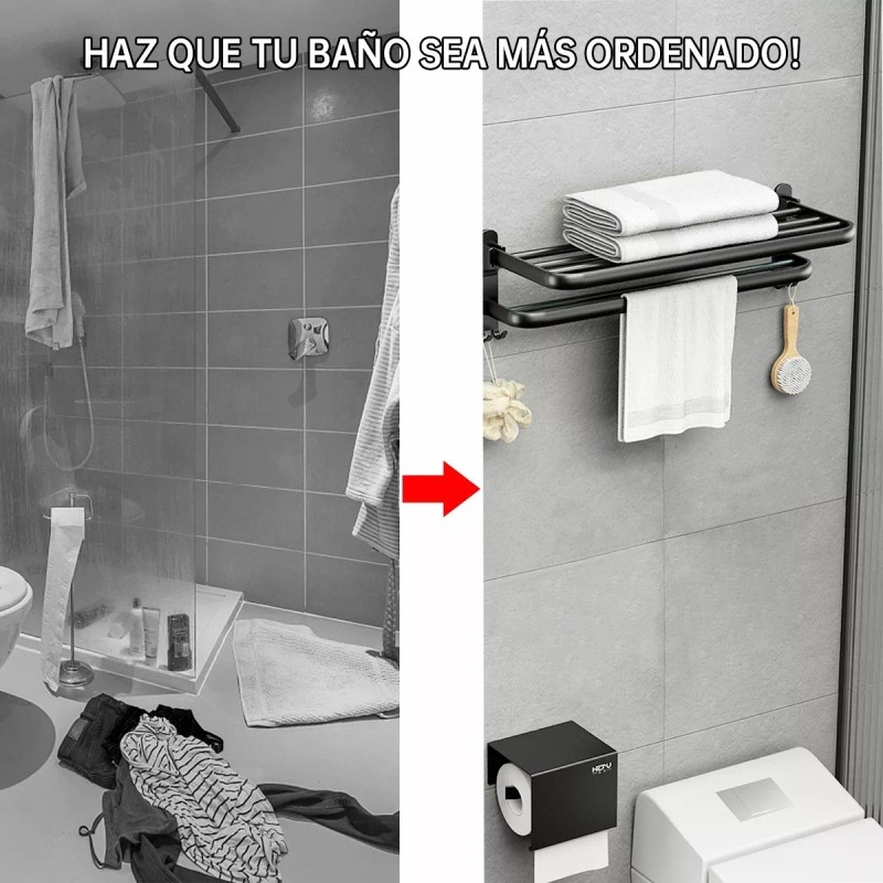 Toallero De Baño De Acero Inoxidable Negro