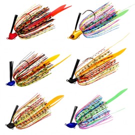 DAYUYUE 6pcs Weed Free Rocked Jig Heads Squid Rubber Jig Bait Kit 10g 13g 16g Includes Plastic Fishing Tackle Box Fishing for Freshwater Saltwater Stil-a