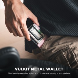 VULKIT Slim Metal Wallet with Money Clip for Men or Women Card Holder Minimalist Card Wallet Credit Card Holders RFID Blocking for 12-15 Cards, Rose Gold
