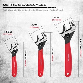 SEDY Juego de Llaves Inglesas Ajustables para Tubería: 6" 8" 10" Llave de Mandíbula Ancha con Óxido Negro y Agarre Acolchado, Escalas Métricas y SAE Marcadas con Láser, Acero CR-V para Profesionales