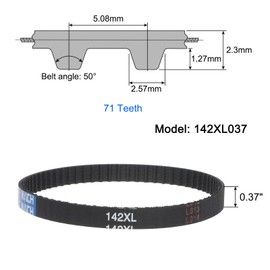 sourcing map Pack of 2 142XL 037 Timing Belts 71 Teeth Rubber Timing Belt with Gear, 0.37" Width, 0.20" Pitch Mechanical Replacement Belts
