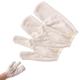 Lyreh Raw Silk Massage Gloves, Garshana Ayurvedic Massage Mitt with Elastic Wrist Bands for Body Exfoliating and Dry Brushing for Women & Men Reusable Skin-Friendly (Beige)