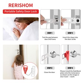 Portable Door Lock Extra Lock for Additional Privacy and Safety in Home,Hotel and Apartment,Prevent Unauthorized Entry,Protect Family Security in Traveling,Home,Bedroom,Hotel,Apartment,AirBNB-4 Pack