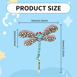 4 Pcs Dragonfly Hair Clip,Cute Dragonfly Hairpin,Crystal Animal Retro Hairpin,Fashion Rhinestone Brooch Side Coraline Clip Bridal Cute Hair Accessories Styling Pins Wedding Headpieces,for Girls Women