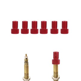 Presta to Schrader Valve Adapter for Bike, Inflate Presta Valve Tire with Air Compressor or Regular Bike Pump - 6 Pieces, Multiple Color Options (Red)