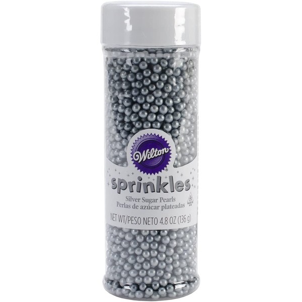 Wilton 710-1174 Sugar Pearls, 4.8-Ounce, Silver