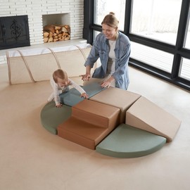 Fun Climbing Toy Set for Toddlers 1-3 - Crawl Tunnel & Foam Climbing Blocks