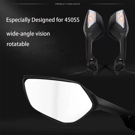 TT719 Rear View Mirrors Integrated Signal Light Compatible with CFMOTO 450SS 2023 2024 2025,Hard Glass,High Gloss,Impact Resistance,Heat Resistance,Wear Resistance,CFMOTO 450SS Accessories