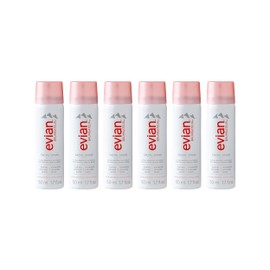 Evian Facial Spray 1.7 oz Travel 6-Pack - Hydrating Mineral Water Mist for Face & Skin - Refreshes Makeup and Tones Skin - TSA-Approved Mini Facial Spray Set for Daily Skincare Hydration
