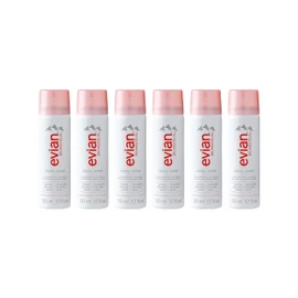 Evian Facial Spray 1.7 oz Travel 6-Pack - Hydrating Mineral Water Mist for Face & Skin - Refreshes Makeup and Tones Skin - TSA-Approved Mini Facial Spray Set for Daily Skincare Hydration