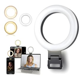 Luz de Anillo LED para selfie, Aro de luz Ajustable luz Con clip, Aro de Luz LED de Anillo USB Sobremesa,3 Modos de Luz y 10 Niveles de Brillo para...