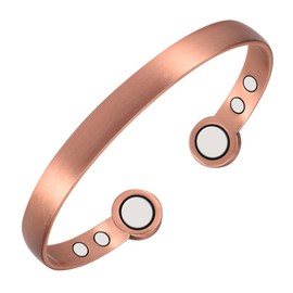EnerCoppeX 3500 Gauss Female Magnetic Bracelet 99.99% Pure Copper Cuff Jewellery with 6 Magnets (2 Oversized Magnets, 4 Magnets) Freely Adjustable