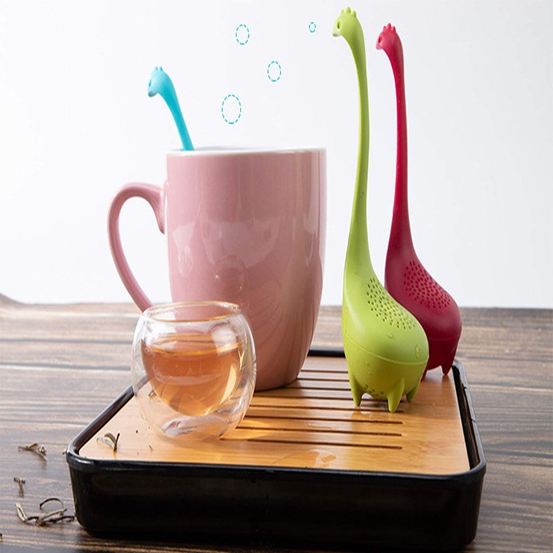 Dinosaur tea strainer, tea colander, food grade silicone，Three-piece suit