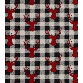 100% Cotton Flannel Fabric Sold by The Yard 1 Yard = 36 in. Length (Stag Head On Buffalo Check)