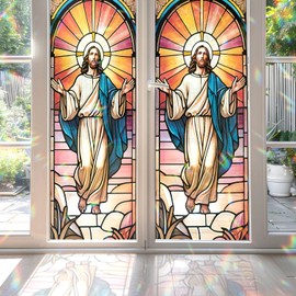 The Resurrection of Jesus Stained Glass Window Film, Decorative The Resurrection of Jesus Stained Glass Window Film, The Resurrection of Jesus Stained Glass Window Film for Bathroom Door Heat Anti UV