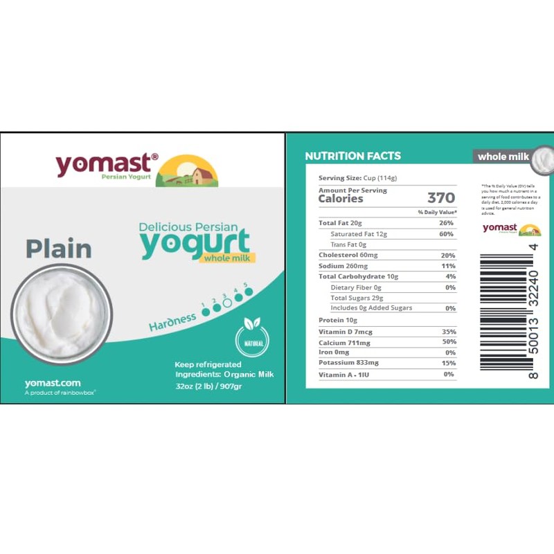 Yomast Organic Yogurt Plain 96oz (Pack of 3) – Whole