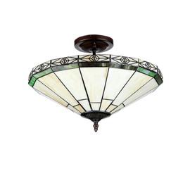 Chloe Lighting CH31315MI16-UF2 Belle Tiffany Style Mission 2-Light Semi Flush Ceiling Fixture with Shade, 11.2 x 15.9 x 15.9", Bronze