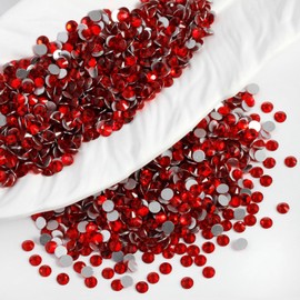 Eleegem 5000PCS SS6 Flatback Rhinestones | 12-Facet Diamond-Cut Glass Gems for Nail Art, Clothing, DIY Crafts |Glue-On Decoration Stones with Silver Backing(Siam)