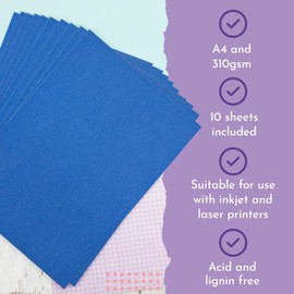 A4 Coloured Glitter Card Pack Single Sided Royal Blue – 250GSM (10 Sheet Pack) - Perfect for Arts and Crafts, Printing, Card Bases & Folding - Centura Pearl by Crafter's Companion