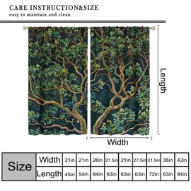 GoDazzling Rustic Farmhouse Forest Blackout Curtains, Vintage Watercolor Green Forest Tree Nature Landscape Window Drapes, for Living Room Bedroom 42" W X 45" L