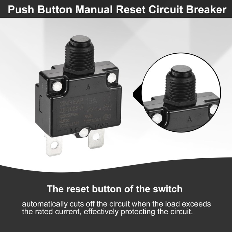 DMiotech 13A Thermal Circuit Breaker 125/250V AC 50V DC 50/60Hz
